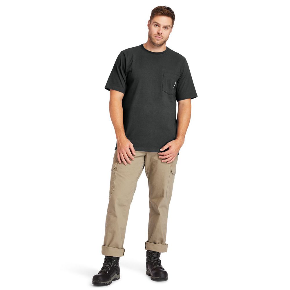 Timberland Mens T-Shirts PRO® Big & Tall Base Plate Short-Sleeve - Black - India WF0762419